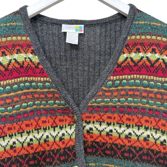 Claudia Barnes Sweater Vest Large Fair Isle Wool Blend Red Gray Womens Vintage - Picture 3 of 7